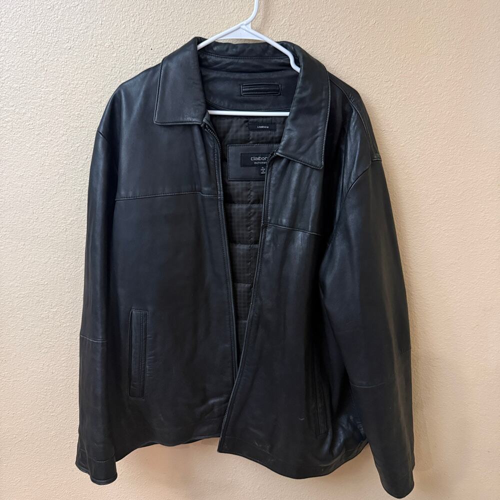 Vintage Claiborne Outerwear black lambskin leather jacket Men's XL 90s Bomber